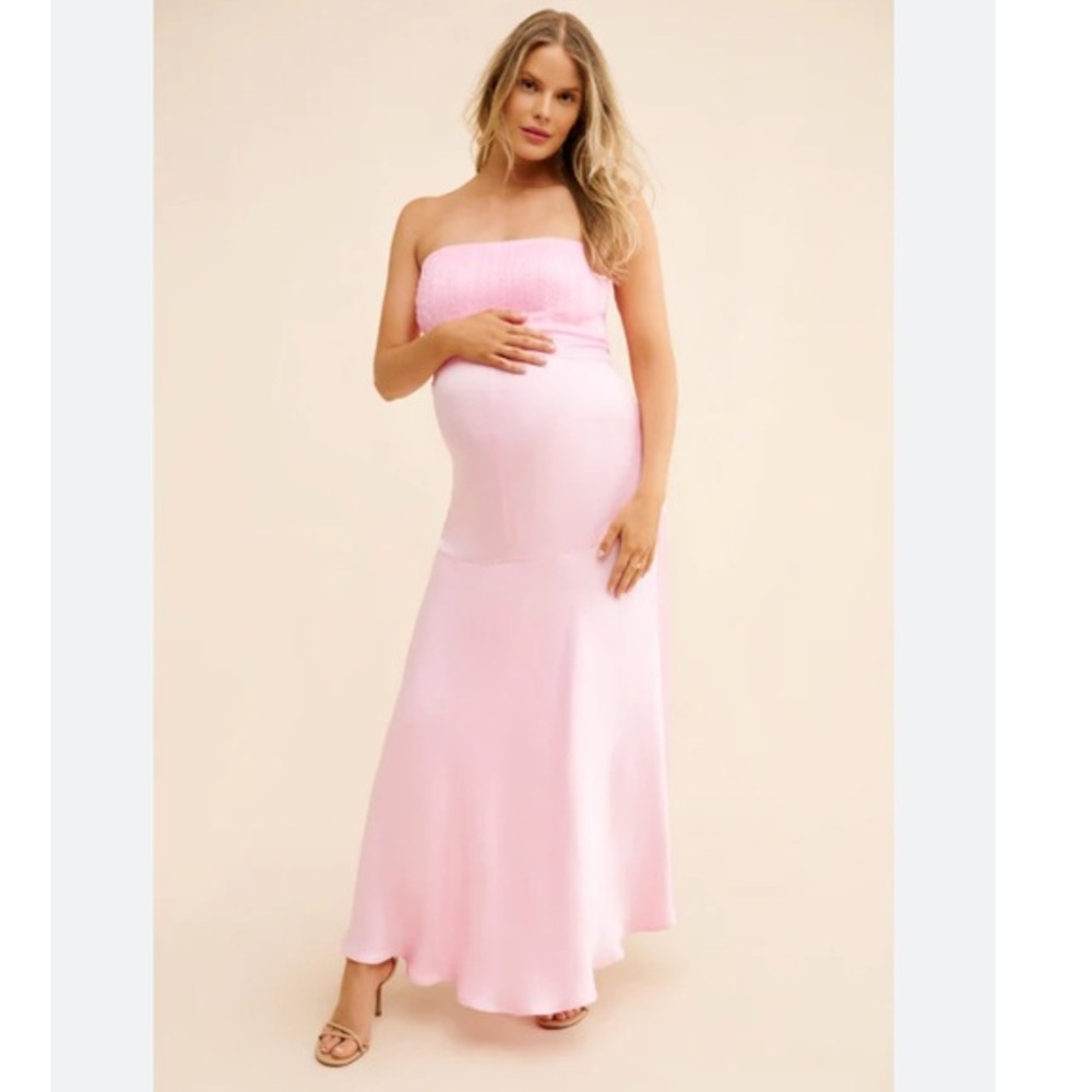 Emilia George Dress Deliah Maternity Maxi Strapless in Pink